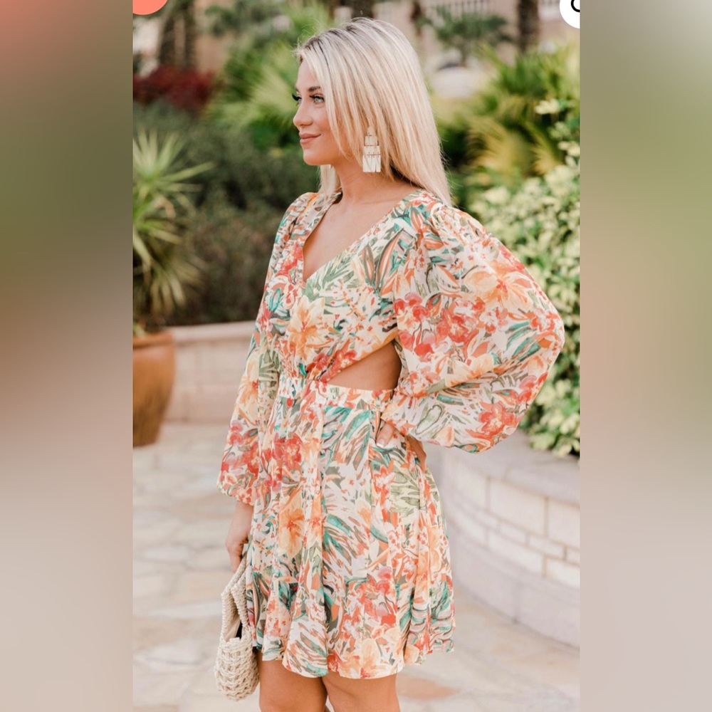 Tropical cutout dress
